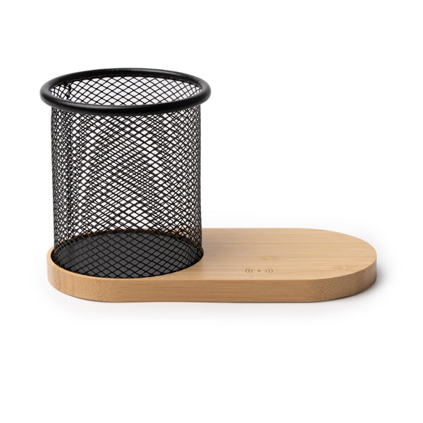 Stamina COSTELO Metal and bamboo charger in beige - promotional merchandise printed with your company logo