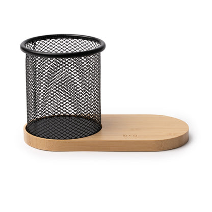 Stamina COSTELO Metal and bamboo charger in beige - promotional merchandise printed with your company logo