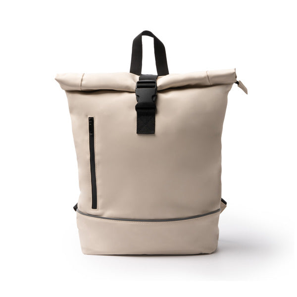 Stamina VALDEZ PU and 210D RPET backpack in beige - promotional merchandise printed with your company logo