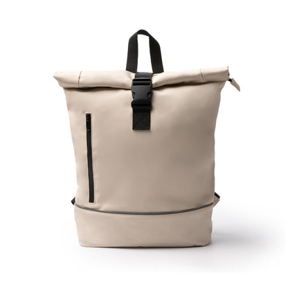 Stamina VALDEZ PU and 210D RPET backpack in beige - promotional merchandise printed with your company logo
