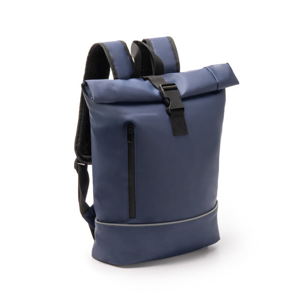Stamina VALDEZ PU and 210D RPET backpack in black - promotional merchandise printed with your company logo