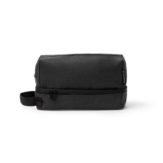 Stamina BRADEX 600D RPET and PEVA toiletry bag in black - promotional merchandise printed with your company logo