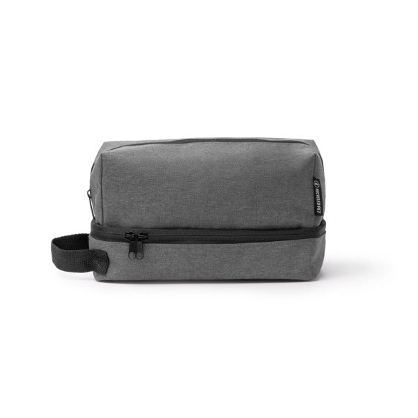 Stamina BRADEX 600D RPET and PEVA toiletry bag in heather grey - promotional merchandise printed with your company logo