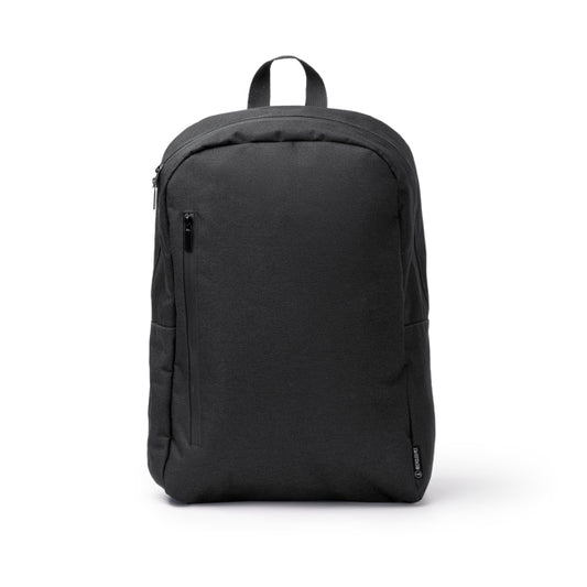 Stamina SAKMAN 300D RPET and PVC backpack in black - promotional merchandise printed with your company logo