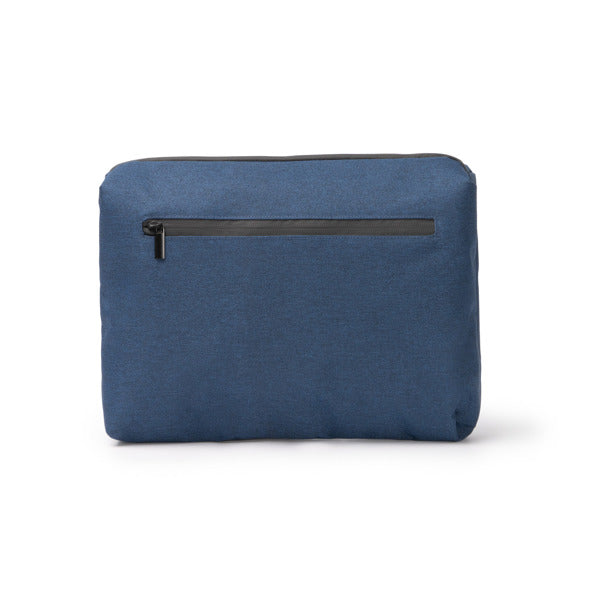 Stamina RITMON 300D RPET and PVC laptop sleeve in navy blue - promotional merchandise printed with your company logo