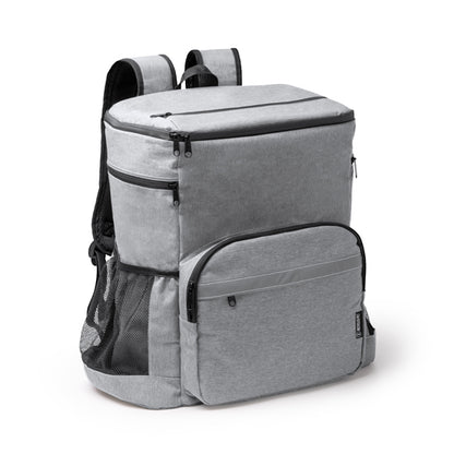 Stamina INUVIK 600D RPET backpack in heather black - promotional merchandise printed with your company logo