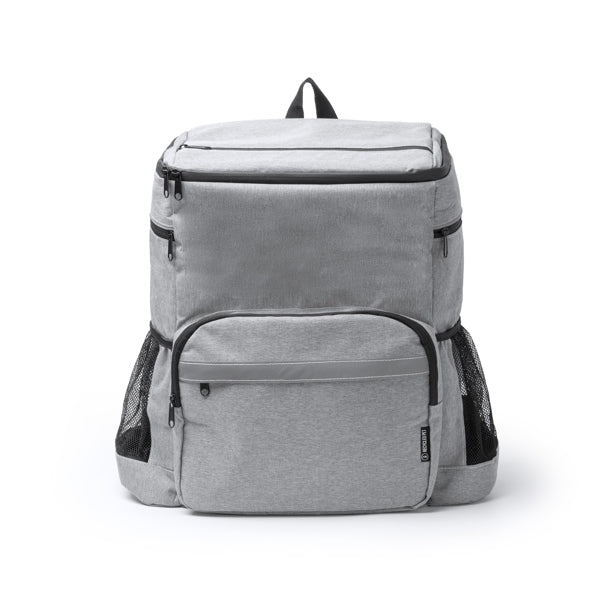 Stamina INUVIK 600D RPET backpack in heather grey - promotional merchandise printed with your company logo