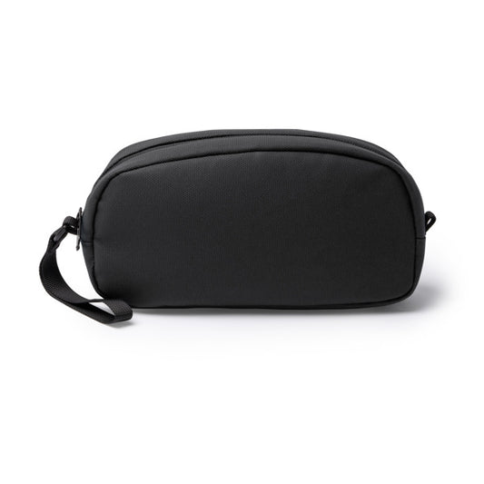 Stamina VOLOX PU leather toiletry bag in black - promotional merchandise printed with your company logo