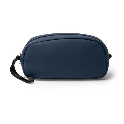 Stamina VOLOX PU leather toiletry bag in navy blue - promotional merchandise printed with your company logo