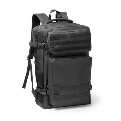 Stamina FRANCIS 600D RPET backpack in black - promotional merchandise printed with your company logo