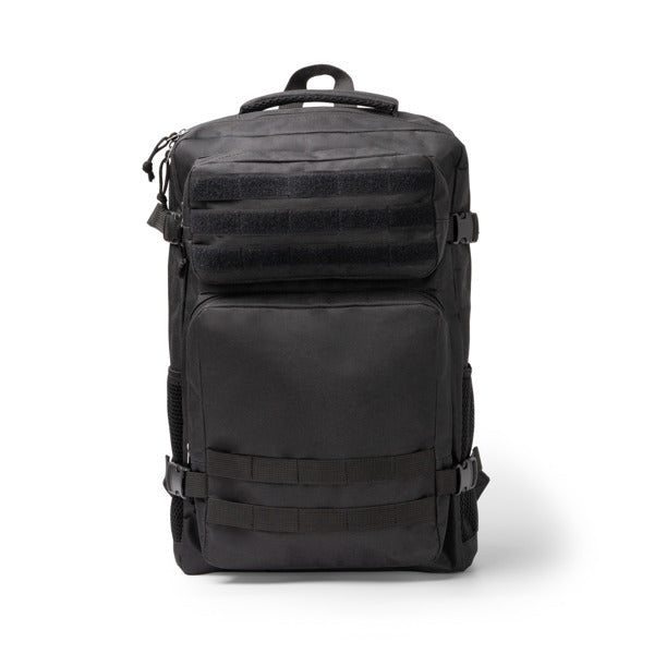 Stamina FRANCIS 600D RPET backpack in black - promotional merchandise printed with your company logo