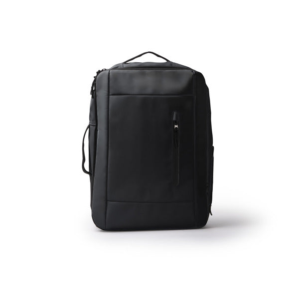 Stamina BERIA PU leather and 210D backpack in black - promotional merchandise printed with your company logo