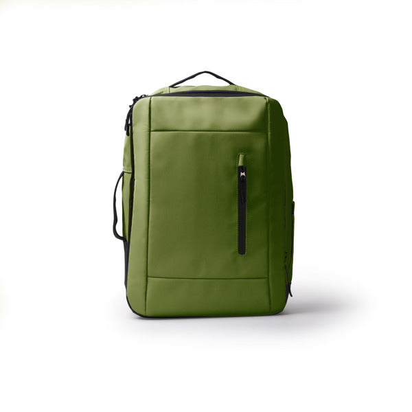 Stamina BERIA PU leather and 210D backpack in dark green - promotional merchandise printed with your company logo