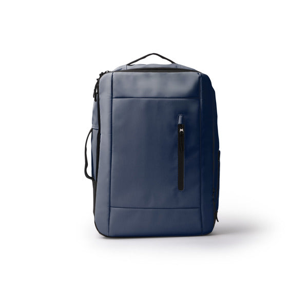 Stamina BERIA PU leather and 210D backpack in navy blue - promotional merchandise printed with your company logo