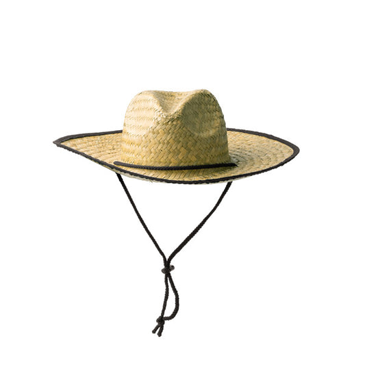Stamina MUNDAK Straw and polyester hat in black - promotional merchandise printed with your company logo