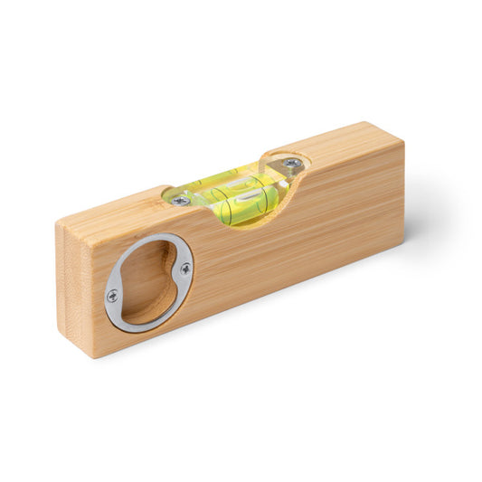 Stamina CIROK Bamboo and metal bottle opener in beige - promotional merchandise printed with your company logo