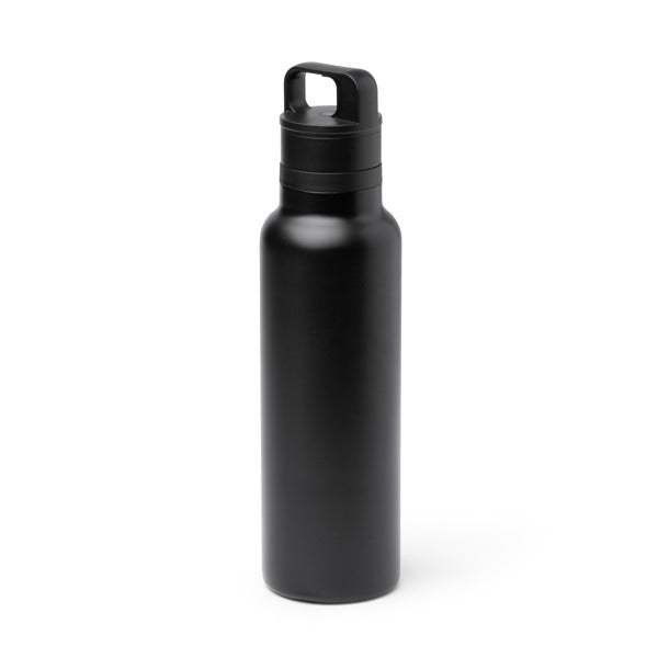 Stamina BITMAN Recycled stainless steel thermal bottle in black - promotional merchandise printed with your company logo