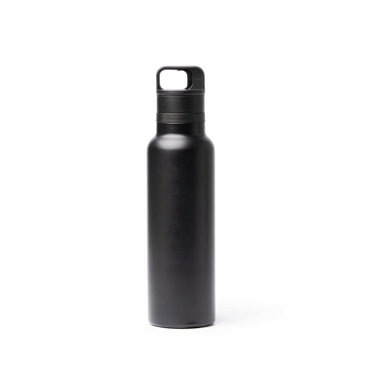 Stamina BITMAN Recycled stainless steel thermal bottle in black - promotional merchandise printed with your company logo