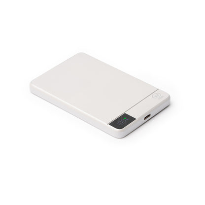 Stamina PROMAX Recycled aluminium and PC power bank 5000 mAh in pearl white - promotional merchandise printed with your