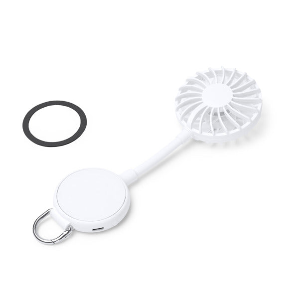 Stamina DENISON Recycled ABS hand fan in white - promotional merchandise printed with your company logo
