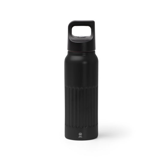 Stamina MORONI Recycled stainless steel thermal bottle in black - promotional merchandise printed with your company logo