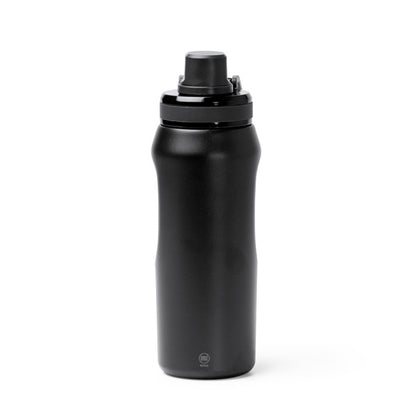 Stamina GERALD Recycled stainless steel thermal bottle in black - promotional merchandise printed with your company logo