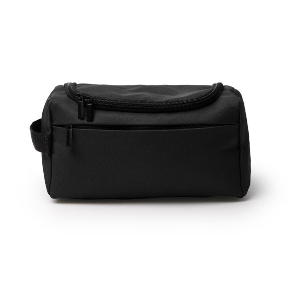 Stamina TASKER 600D RPET toiletry bag in black - promotional merchandise printed with your company logo