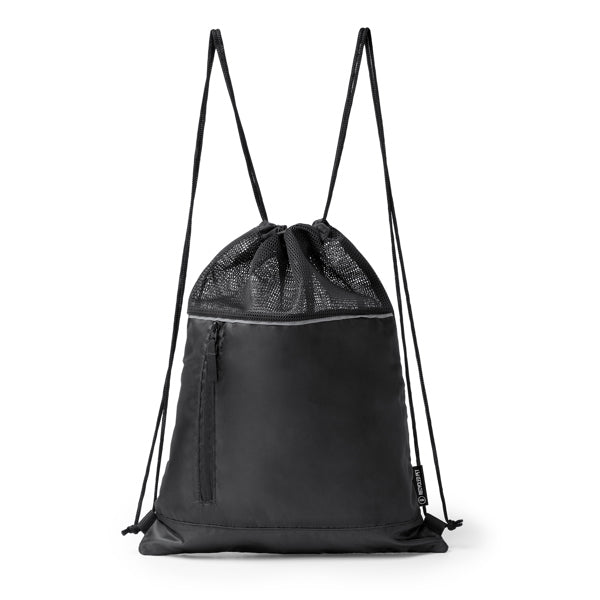 Stamina MASKOT 210D RPET drawstring bag in black - promotional merchandise printed with your company logo