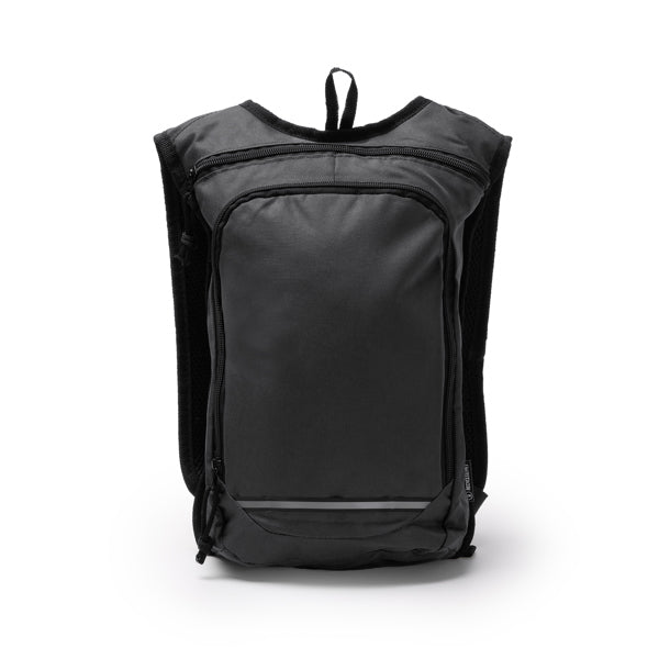 Stamina FISCHER 600D RPET backpack in black - promotional merchandise printed with your company logo
