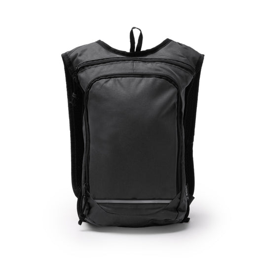 Stamina FISCHER 600D RPET backpack in black - promotional merchandise printed with your company logo