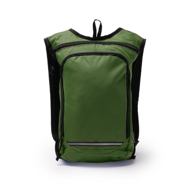 Stamina FISCHER 600D RPET backpack in dark green - promotional merchandise printed with your company logo