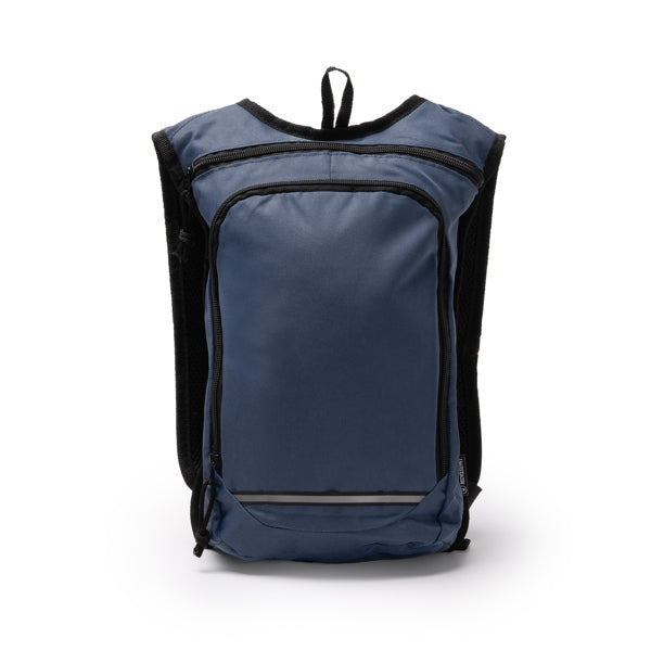 Stamina FISCHER 600D RPET backpack in navy blue - promotional merchandise printed with your company logo