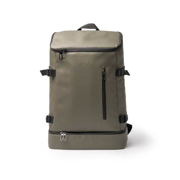 Stamina FRILUX PU leather backpack in dark green - promotional merchandise printed with your company logo