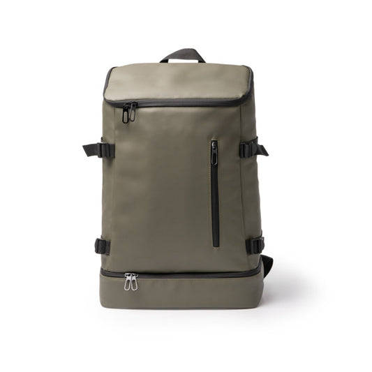 Stamina FRILUX PU leather backpack in dark green - promotional merchandise printed with your company logo