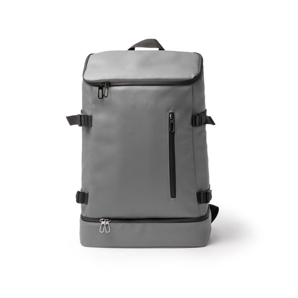 Stamina FRILUX PU leather backpack in grey - promotional merchandise printed with your company logo