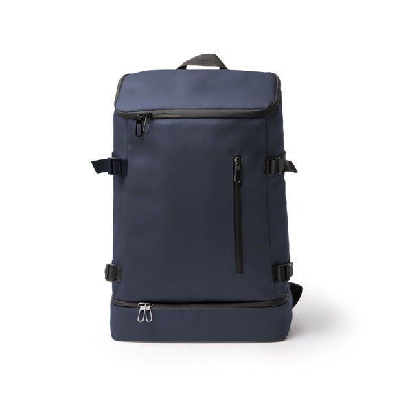 Stamina FRILUX PU leather backpack in navy blue - promotional merchandise printed with your company logo