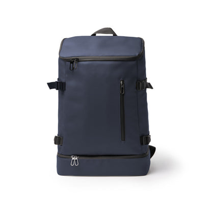 Stamina FRILUX PU leather backpack in navy blue - promotional merchandise printed with your company logo