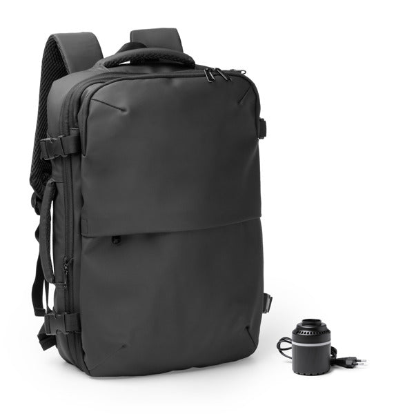 Stamina SOPLEX PU leather backpack in black - promotional merchandise printed with your company logo