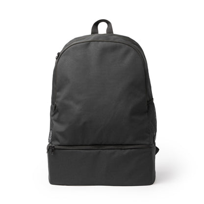 Stamina CAMBEL 600D RPET backpack in black - promotional merchandise printed with your company logo