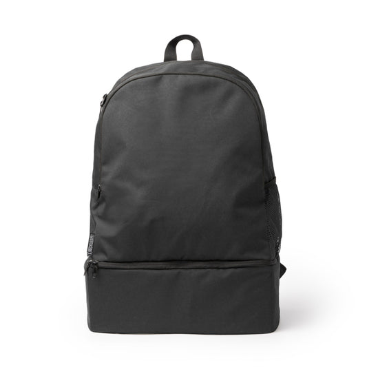 Stamina CAMBEL 600D RPET backpack in black - promotional merchandise printed with your company logo