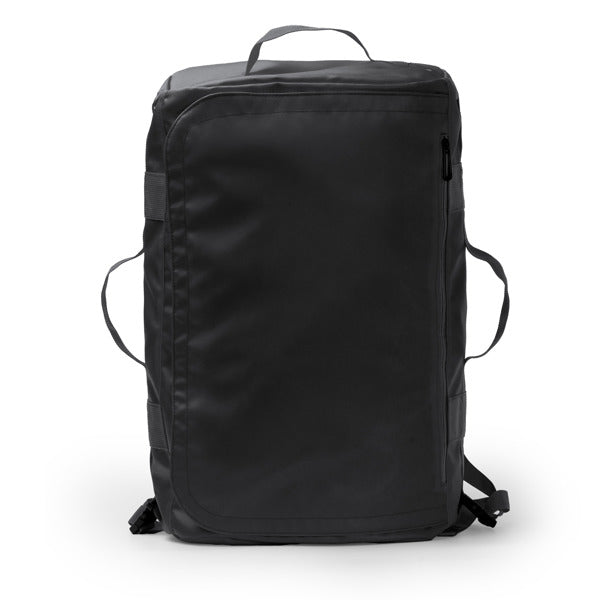 Stamina LACROIX PU leather and 600D backpack in black - promotional merchandise printed with your company logo