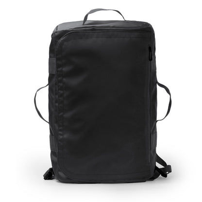 Stamina LACROIX PU leather and 600D backpack in black - promotional merchandise printed with your company logo