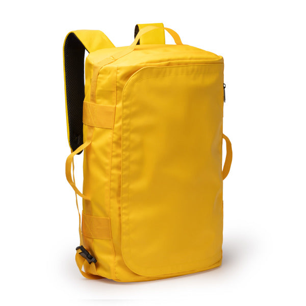 Stamina LACROIX PU leather and 600D backpack in black - promotional merchandise printed with your company logo