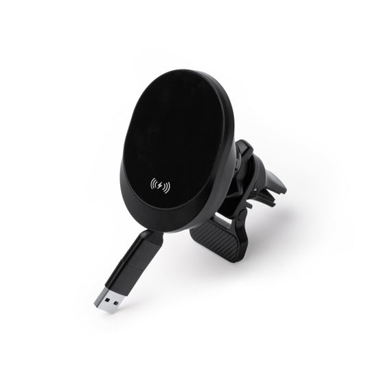 Stamina BRAVEK ABS wireless charger in black - promotional merchandise printed with your company logo