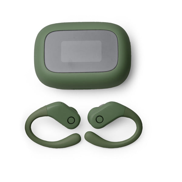 Stamina SANDES ABS earbuds in dark green - promotional merchandise printed with your company logo