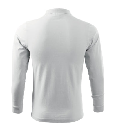 MALFINI SINGLE J. LS Men's polo shirt in white - promotional clothing printed with your company logo