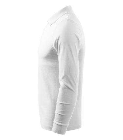 MALFINI SINGLE J. LS Men's polo shirt in white - promotional clothing printed with your company logo