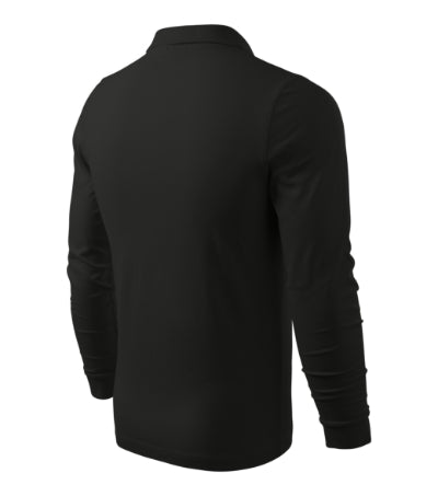 MALFINI SINGLE J. LS Men's polo shirt in black - promotional clothing printed with your company logo