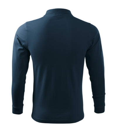 MALFINI SINGLE J. LS Men's polo shirt in navy blue - promotional clothing printed with your company logo