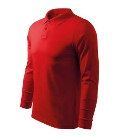MALFINI SINGLE J. LS Men's polo shirt in red - promotional clothing printed with your company logo